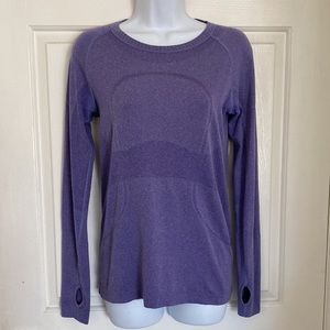 Lululemon Athletica Womens Swiftly Tech Crewneck Pullover Stretch Top Purple 8